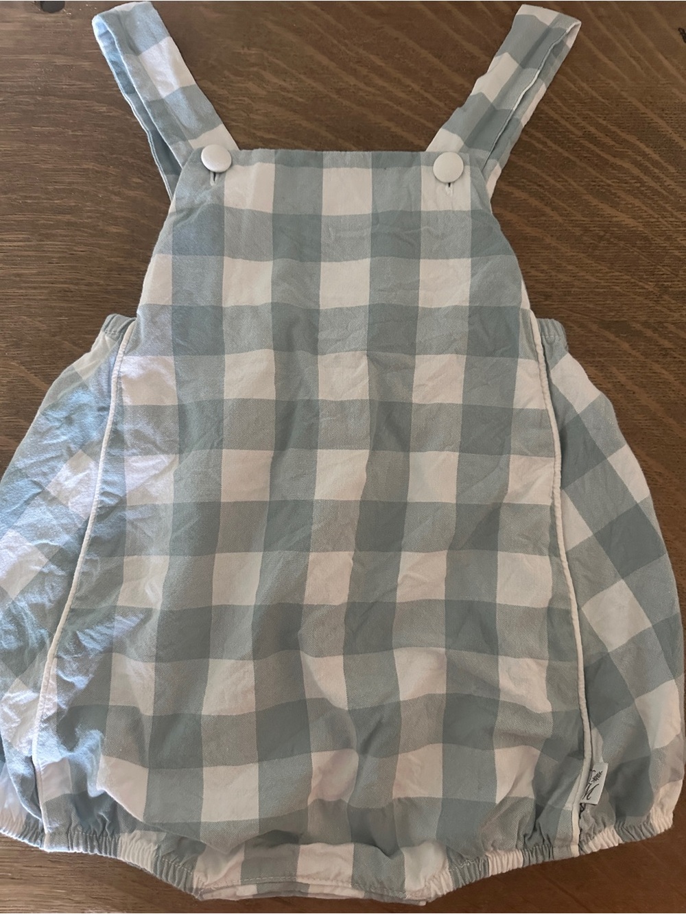 Children's Blue and White Gingham Bubble Romper